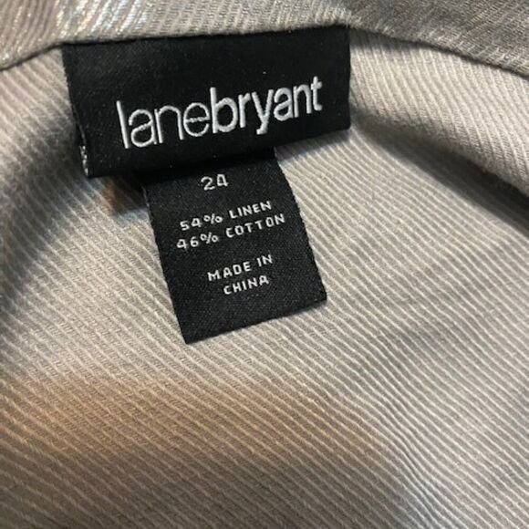 Lane Bryant Metallic Ruffled zip front Linen blend jacket, size 24 - Picture 4 of 4